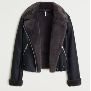 Mango Faux Shearling Lined Jacket